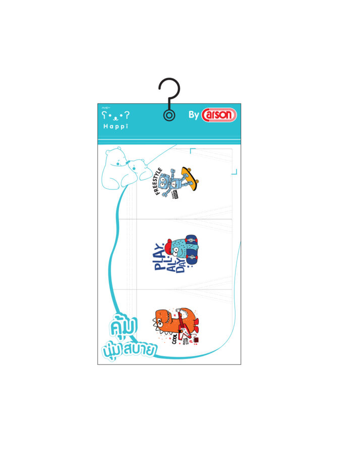 กางเกงในเด็กผู้ชายลายการ์ตูน เนื้อผ้า Cotton Mix แพ็ค 3 ตัว