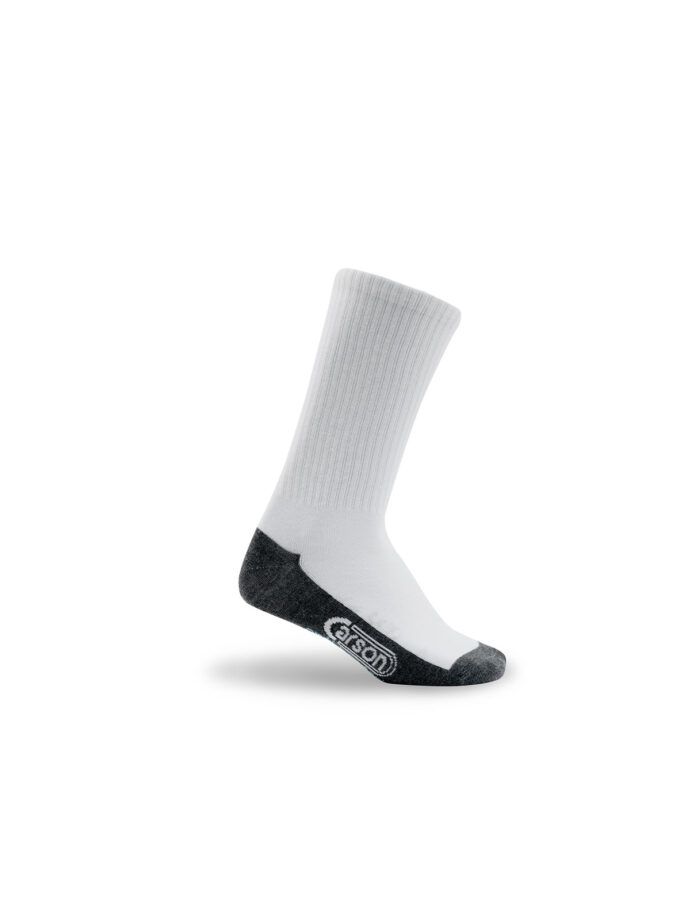 ถุงเท้านักเรียนคาร์สัน Anti-Bacteria ข้อยาว สีขาวพื้นเทา