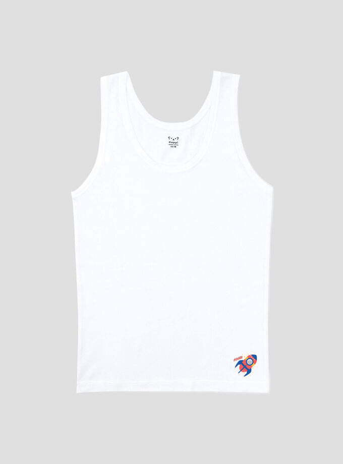 เสื้อกล้ามเด็กชายลายการ์ตูน สีขาว แพ็ค 1 ตัว