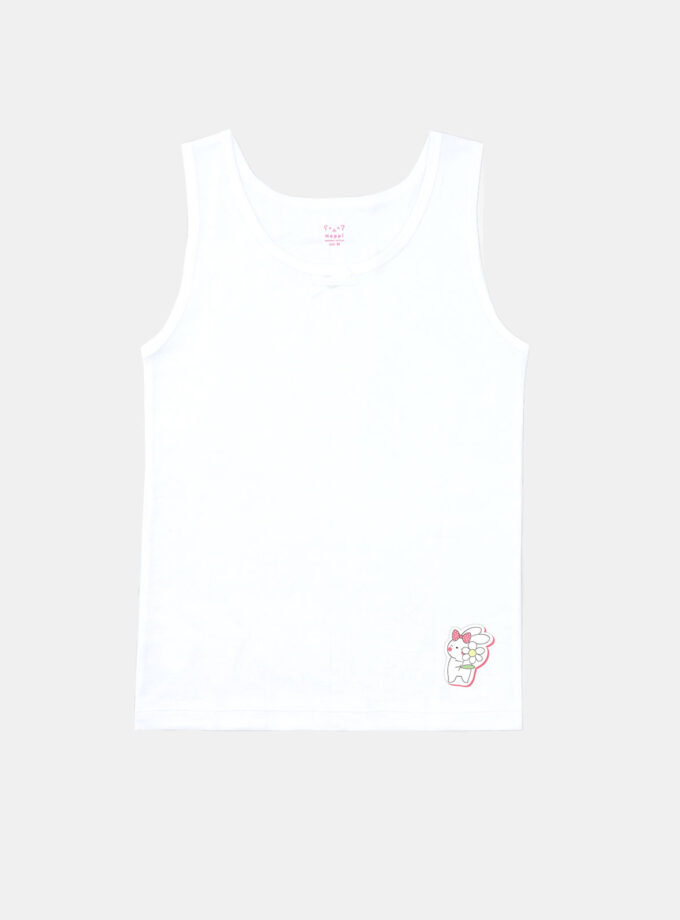 เสื้อกล้ามเด็กหญิงลายการ์ตูน สีขาว แพ็ค 1 ตัว