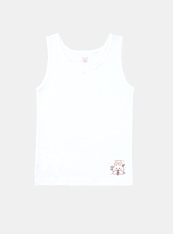 เสื้อกล้ามเด็กหญิงลายการ์ตูน สีขาว แพ็ค 1 ตัว