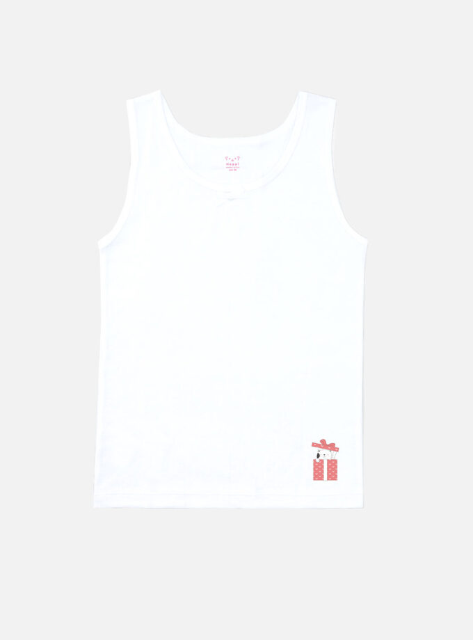 เสื้อกล้ามเด็กหญิงลายการ์ตูน สีขาว แพ็ค 1 ตัว