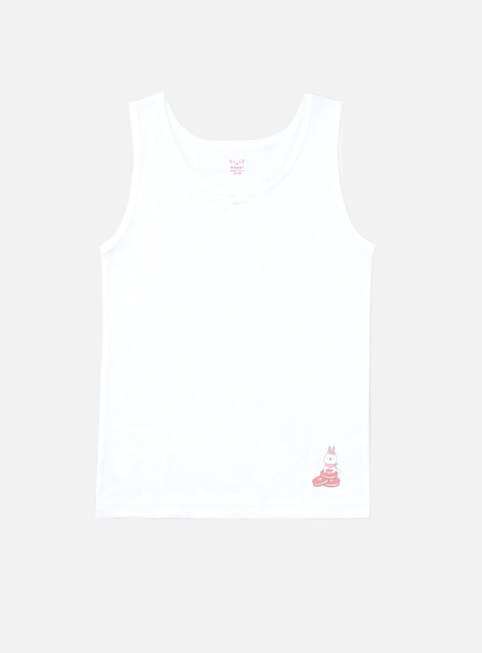 เสื้อกล้ามเด็กหญิงลายการ์ตูน สีขาว แพ็ค 1 ตัว