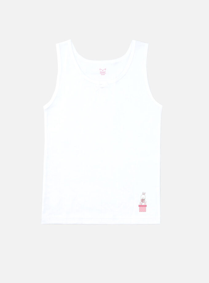 เสื้อกล้ามเด็กหญิงลายการ์ตูน สีขาว แพ็ค 1 ตัว